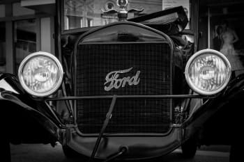 black and white vintage car